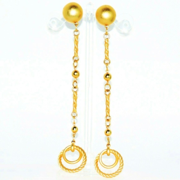 Givenchy Jewelry - Givenchy Earrings Gold 5 1/2" L 1960-70's Runway